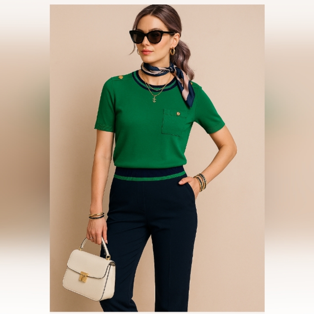 Vintage Sailor Nautical embellished Pull over Cinched Waistline Small